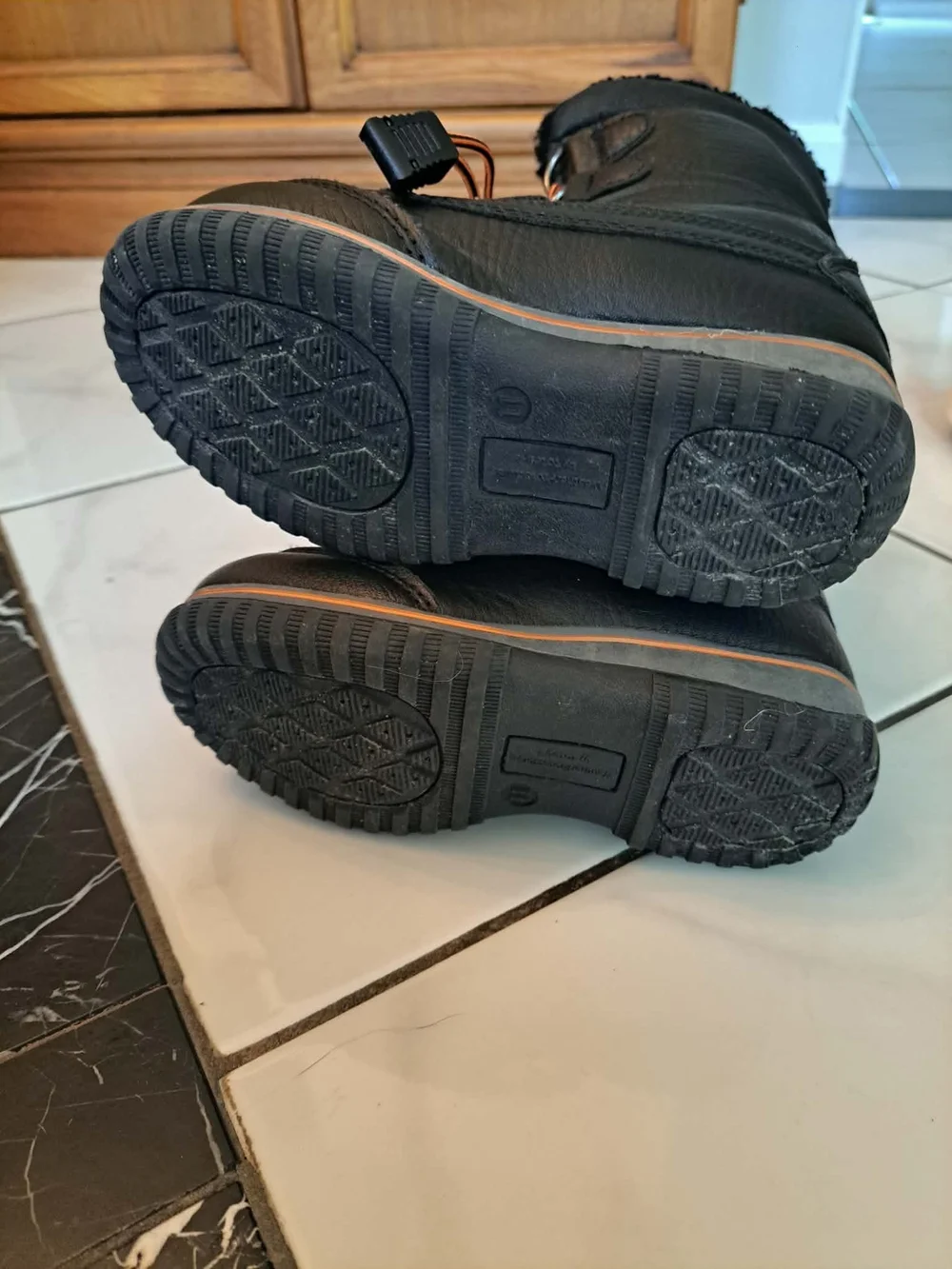 Totes Kids Black Boots with Orange Trim